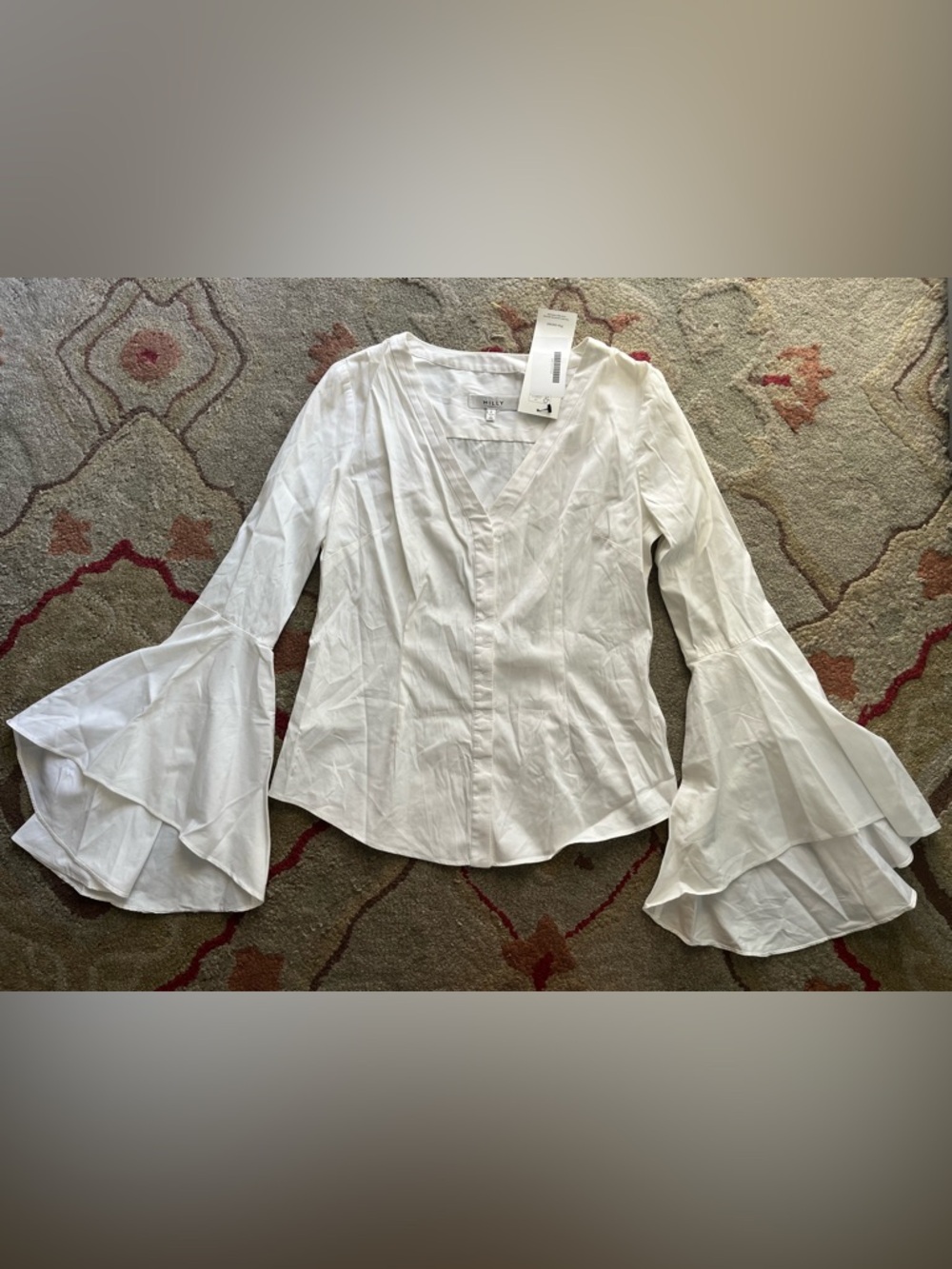 MILLY Bell Sleeve Flare Button Blouse xs